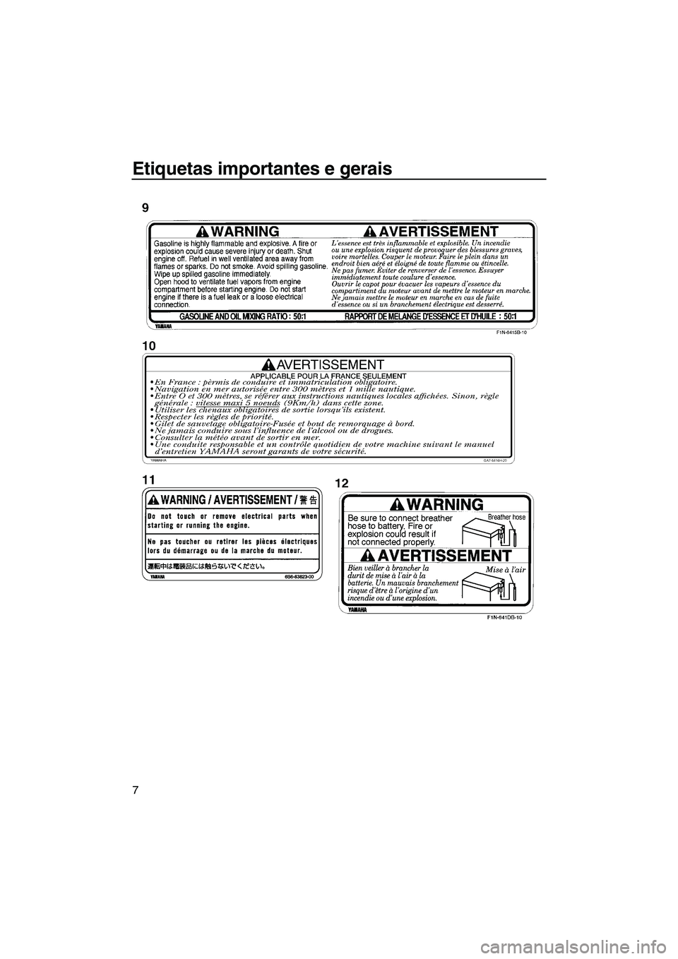 YAMAHA SUPERJET 2007  Manual de utilização (in Portuguese) Etiquetas importantes e gerais
7
UF1N75P0.book  Page 7  Tuesday, May 16, 2006  5:36 PM 