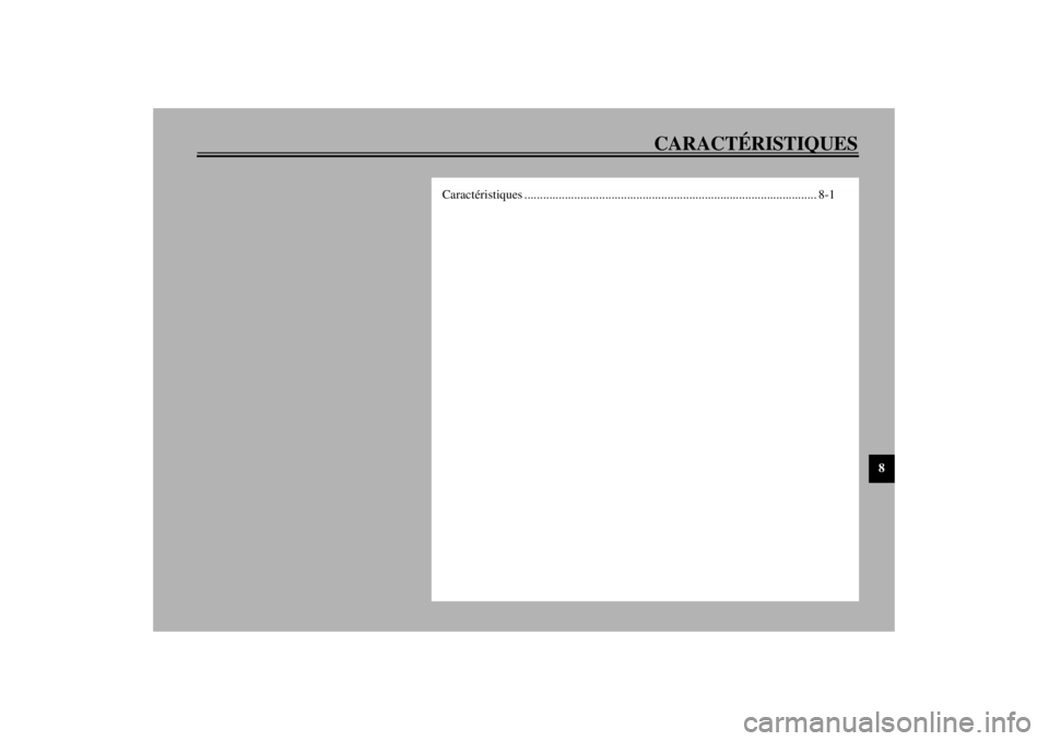 YAMAHA TDM 850 2000 Notices Demploi (in French) CARACTÉRISTIQUES
8
Caractéristiques .............................................................................................. 8-1
F_4tx_SpecTOC.fm Page 1 Saturday, October 16, 1999 1:37 PM YAMAHA TDM 850 2000 Notices Demploi (in French) CARACTÉRISTIQUES
8
Caractéristiques .............................................................................................. 8-1
F_4tx_SpecTOC.fm Page 1 Saturday, October 16, 1999 1:37 PM