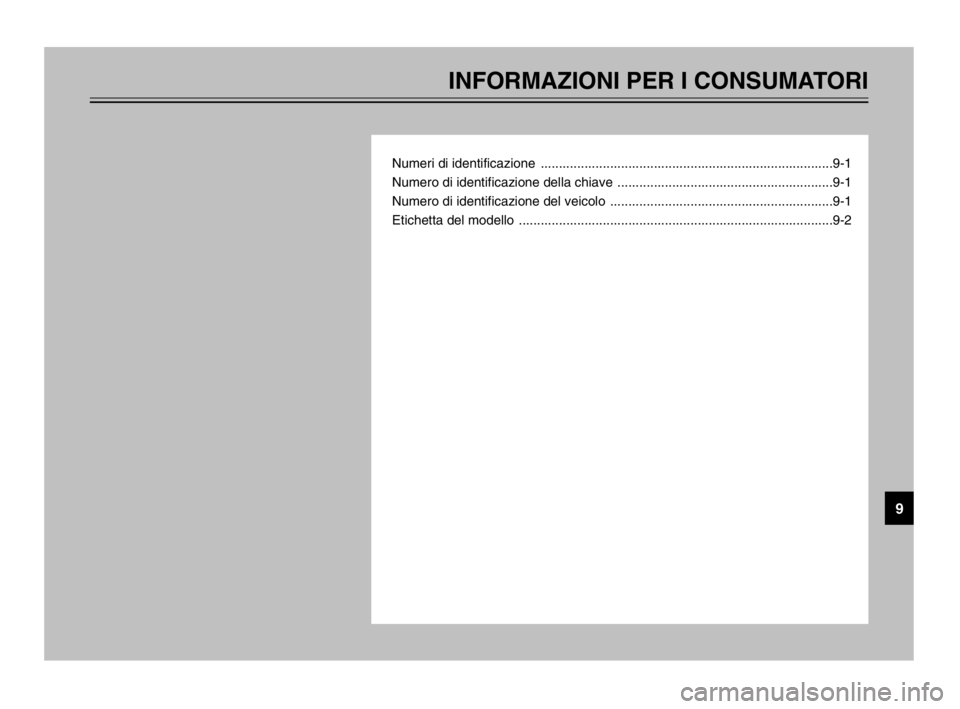 YAMAHA TDM 900 2003 Manuale duso (in Italian) INFORMAZIONI PER I CONSUMATORI
Numeri di identificazione ................................................................................9-1
Numero di identificazione della chiave .................. YAMAHA TDM 900 2003 Manuale duso (in Italian) INFORMAZIONI PER I CONSUMATORI
Numeri di identificazione ................................................................................9-1
Numero di identificazione della chiave ..................
