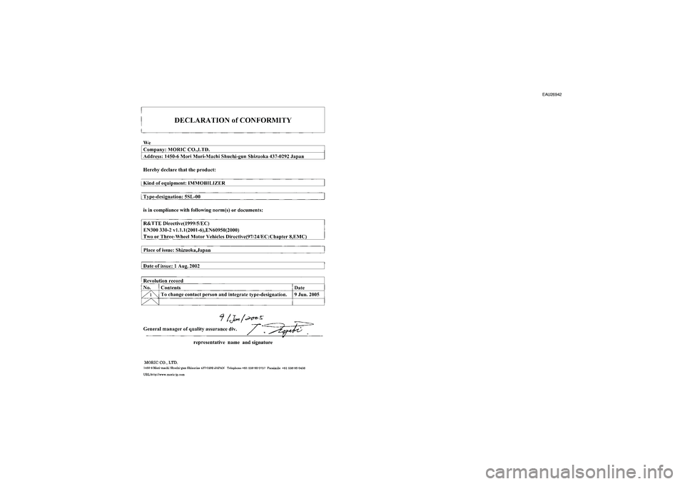 YAMAHA TMAX 2006  Owners Manual  
EAU26942 