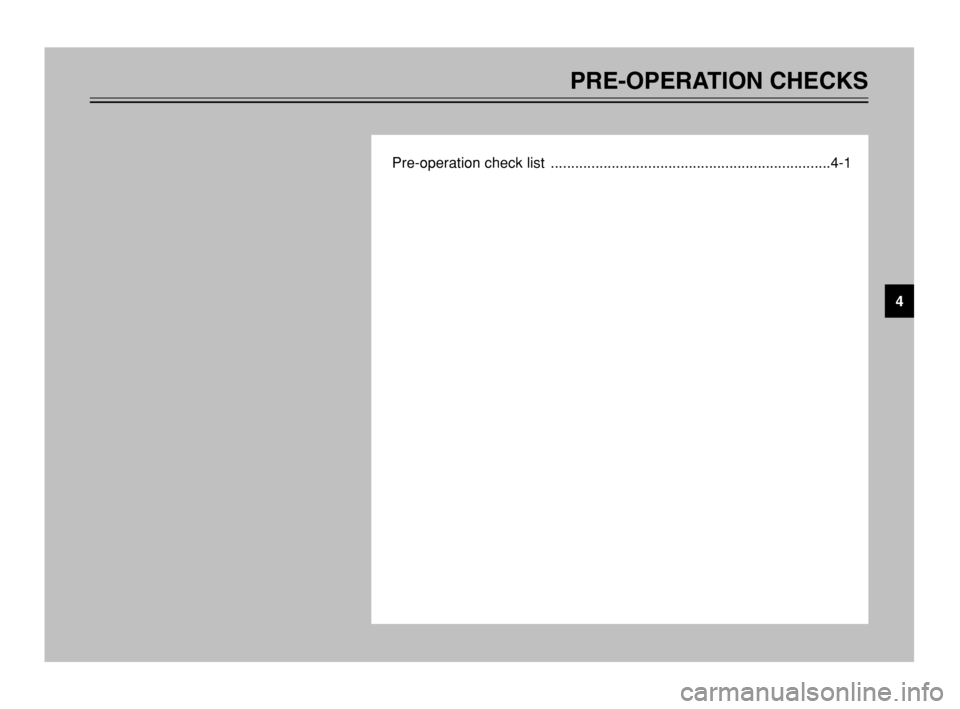 YAMAHA TMAX 2003 Owners Guide PRE-OPERATION CHECKS
Pre-operation check list  .....................................................................4-1
4
5GJ-28199-E2  9/9/02 9:15 AM  Page 33 