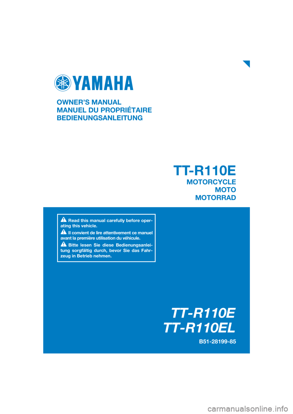 YAMAHA TT-R110E 2020  Notices Demploi (in French) 