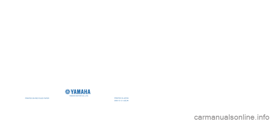 YAMAHA TW200 2002 Manual PDF PRINTED IN JAPAN
2000·12– 0.1×2(E)
!5FY-28199-E0
OWNER’S MANUAL
TW200E
PRINTED ON RECYCLED PAPER
YAMAHA MOTOR CO., LTD. YAMAHA TW200 2002 Manual PDF PRINTED IN JAPAN
2000·12– 0.1×2(E)
!5FY-28199-E0
OWNER’S MANUAL
TW200E
PRINTED ON RECYCLED PAPER
YAMAHA MOTOR CO., LTD.