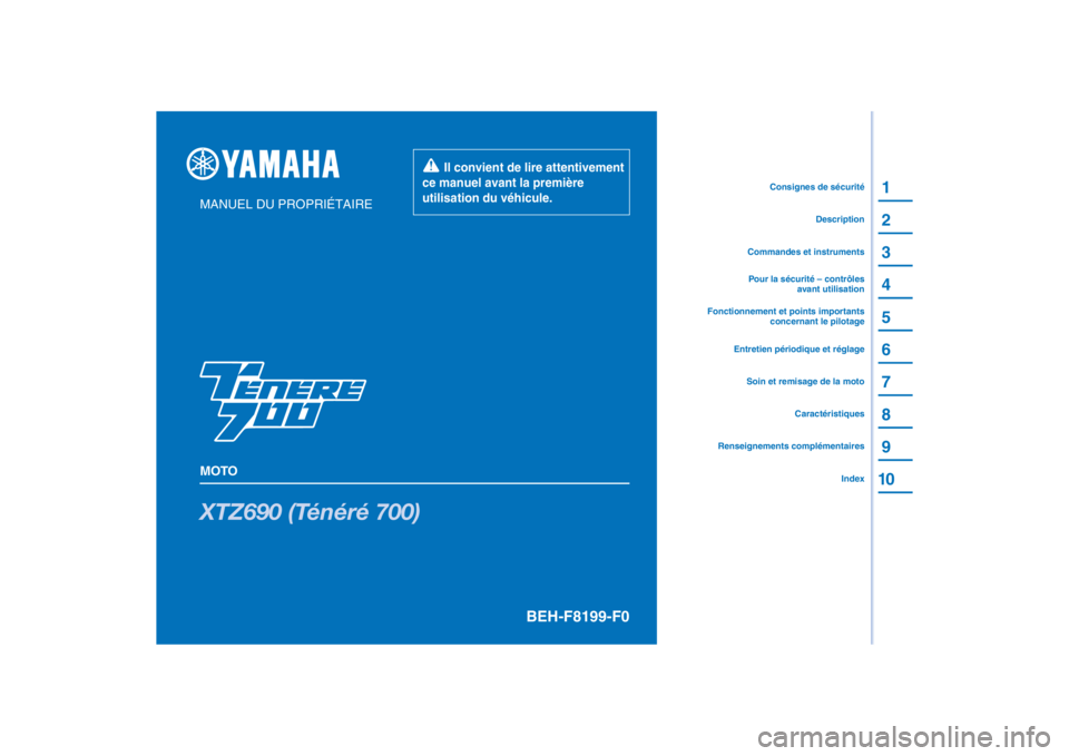 YAMAHA TENERE 700 2021  Notices Demploi (in French) 