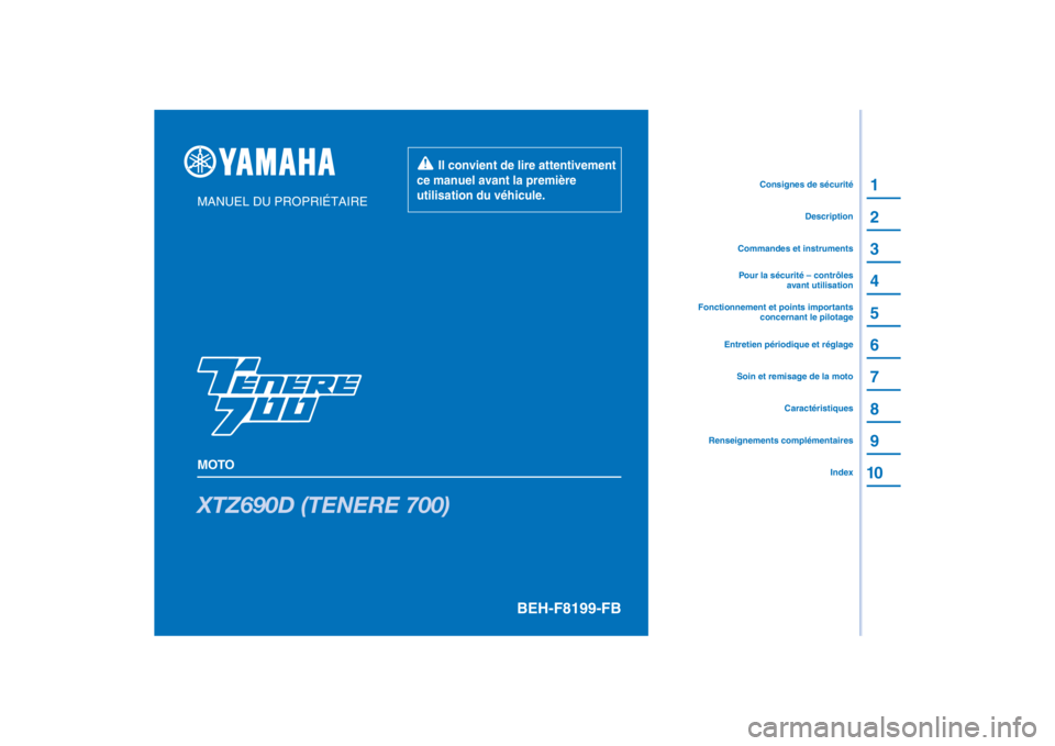 YAMAHA TENERE 700 RALLY EDITION 2022  Notices Demploi (in French) 