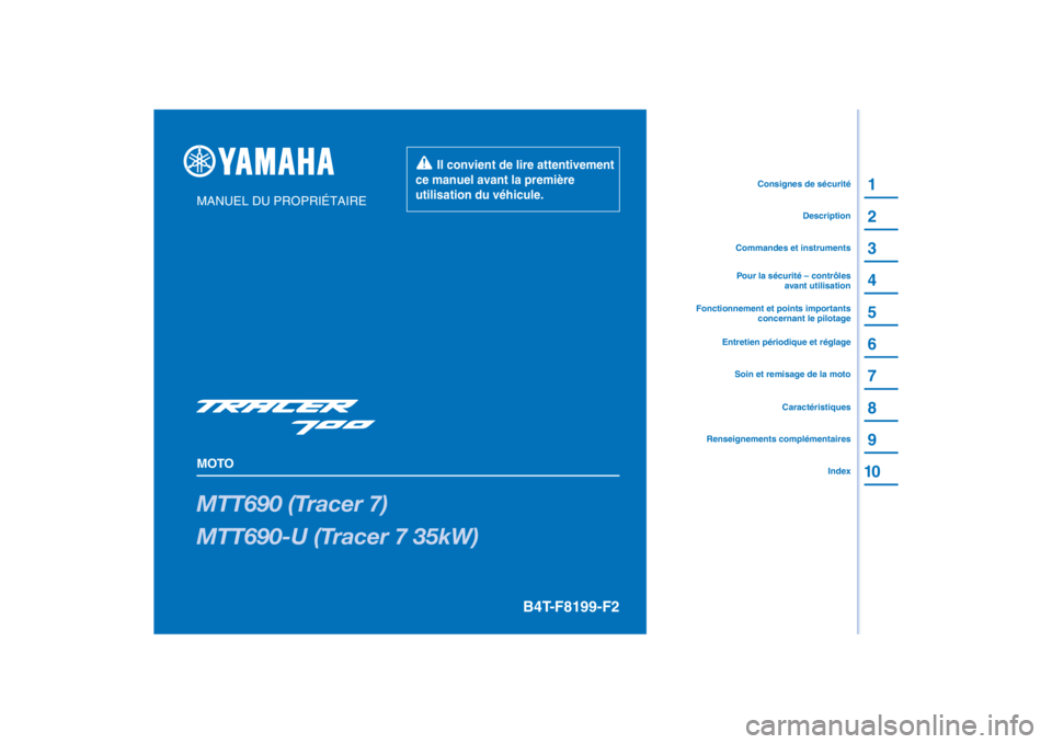YAMAHA TRACER 700 2021  Notices Demploi (in French) 