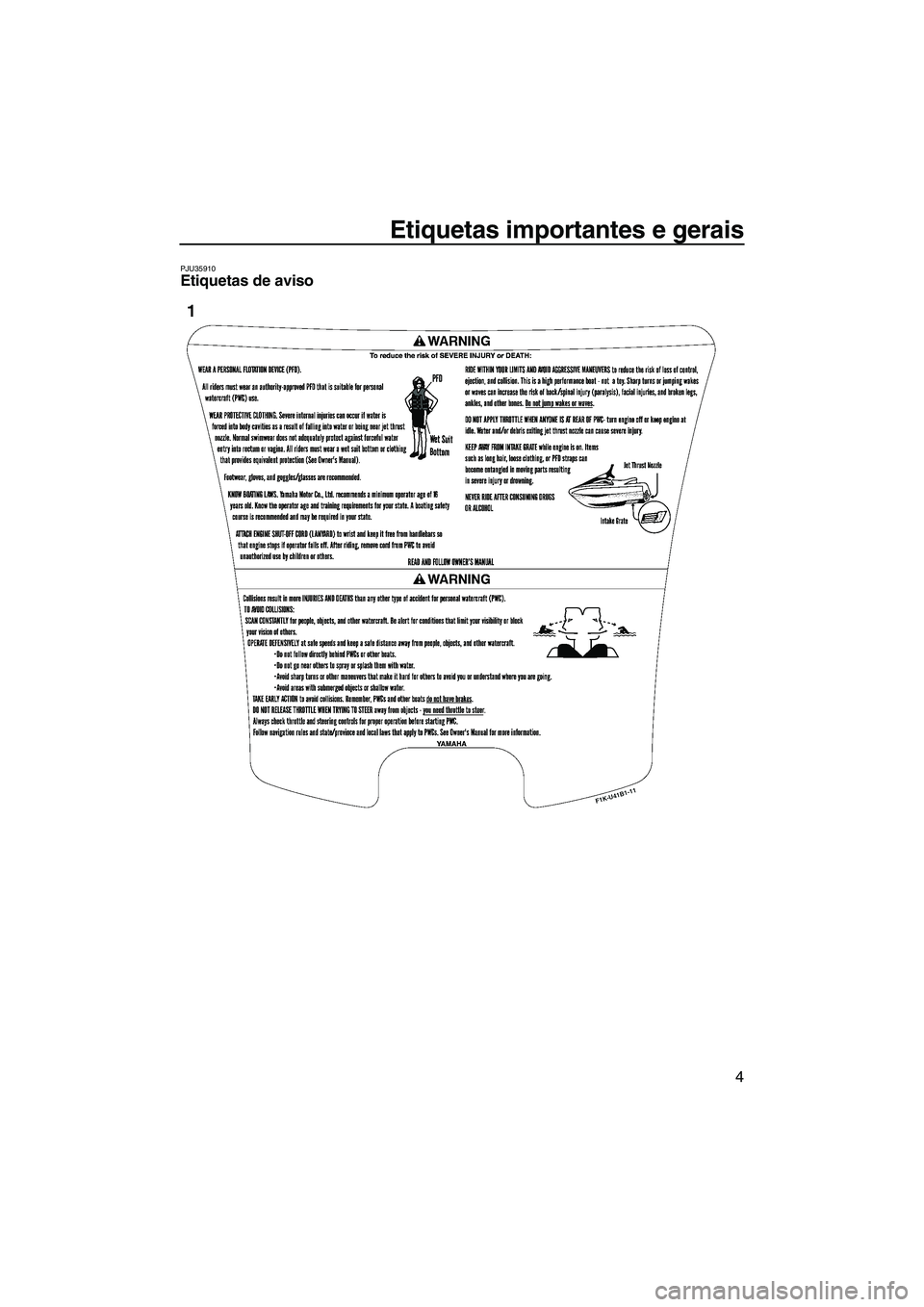 YAMAHA VX 2008  Manual de utilização (in Portuguese) Etiquetas importantes e gerais
4
PJU35910Etiquetas de aviso 
UF1K73P0.book  Page 4  Wednesday, July 11, 2007  4:05 PM 