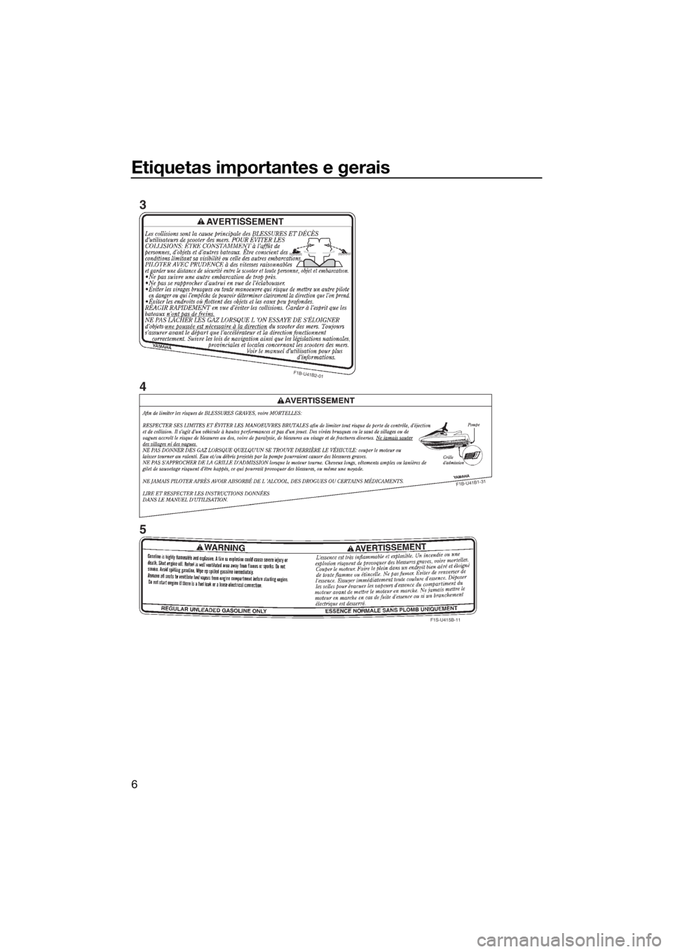 YAMAHA VXS 2015  Manual de utilização (in Portuguese) Etiquetas importantes e gerais
6
F1B-U41B2-01
F
1
B
-U
4
1
B
1
-3
1
F1S-U415B-11
3
4
5
UF2W70P0.book  Page 6  Tuesday, December 8, 2015  2:06 PM 