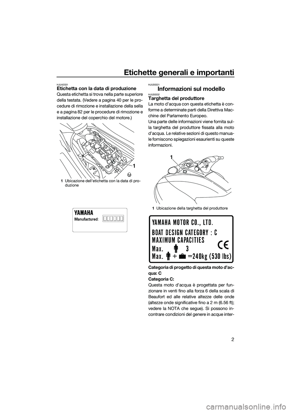 YAMAHA VXR 2014  Manuale duso (in Italian) Etichette generali e importanti
2
HJU42031Etichetta con la data di produzione
Questa etichetta si trova nella parte superiore
della testata. (Vedere a pagina 40 per le pro-
cedure di rimozione e insta