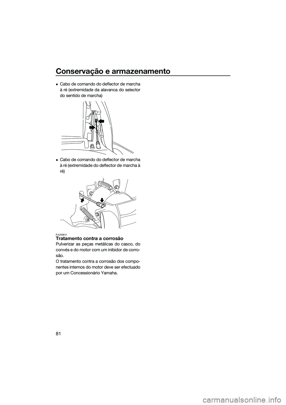 YAMAHA VXS 2014 Manual de utilização (in Portuguese) Conservação e armazenamento
81
Cabo de comando do deflector de marcha
à ré (extremidade da alavanca do selector
do sentido de marcha)
Cabo de comando do deflector de marcha
à ré (extremida YAMAHA VXS 2014 Manual de utilização (in Portuguese) Conservação e armazenamento
81
Cabo de comando do deflector de marcha
à ré (extremidade da alavanca do selector
do sentido de marcha)
Cabo de comando do deflector de marcha
à ré (extremida