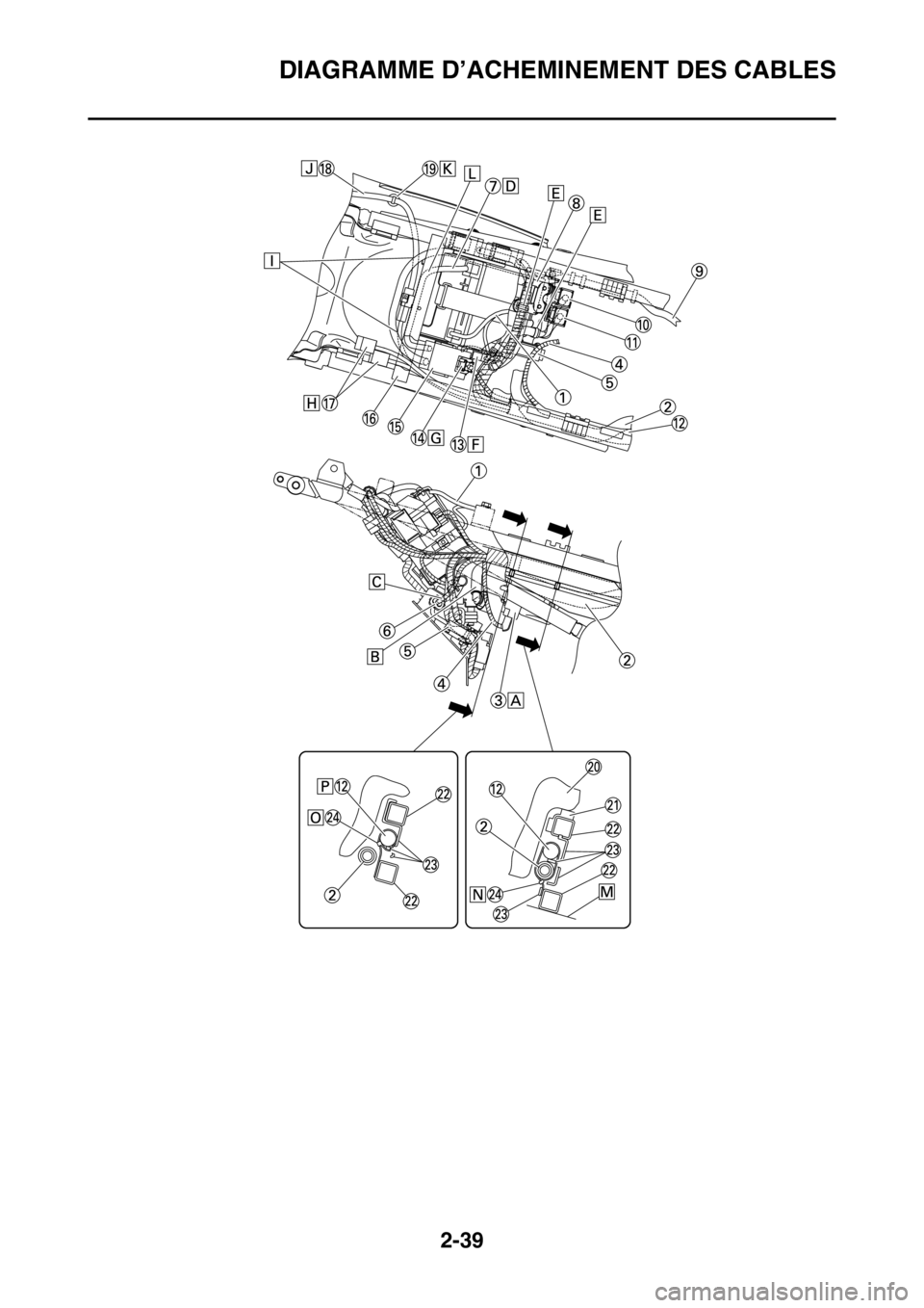 YAMAHA WR 250F 2017  Notices Demploi (in French) DIAGRAMME D’ACHEMINEMENT DES CABLES
2-39 