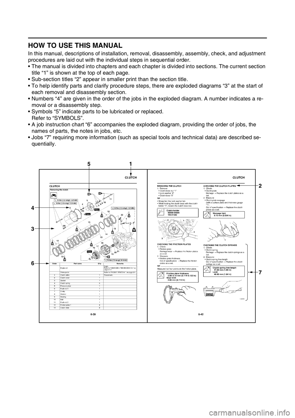 YAMAHA WR 250F 2016 Owners Manual EAS2GB7006
HOW TO USE THIS MANUAL
In this manual, descriptions of installation, removal, disassembly, assembly, check, and adjustment
procedures are laid out with the individual steps in sequential o YAMAHA WR 250F 2016 Owners Manual EAS2GB7006
HOW TO USE THIS MANUAL
In this manual, descriptions of installation, removal, disassembly, assembly, check, and adjustment
procedures are laid out with the individual steps in sequential o