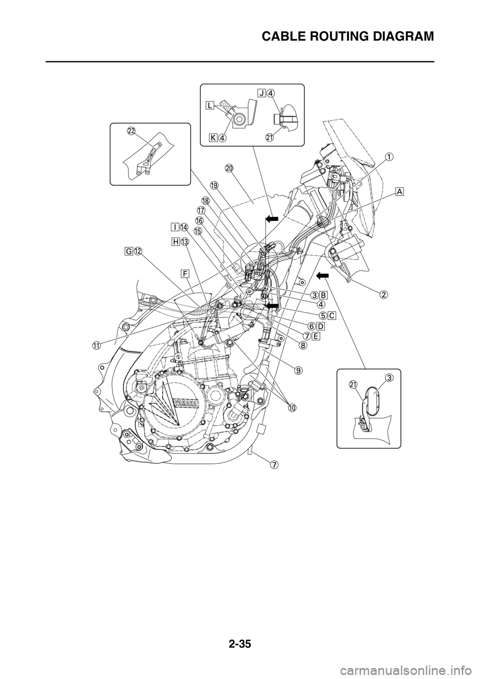 YAMAHA WR 250F 2016 Manual Online CABLE ROUTING DIAGRAM
2-35 YAMAHA WR 250F 2016 Manual Online CABLE ROUTING DIAGRAM
2-35