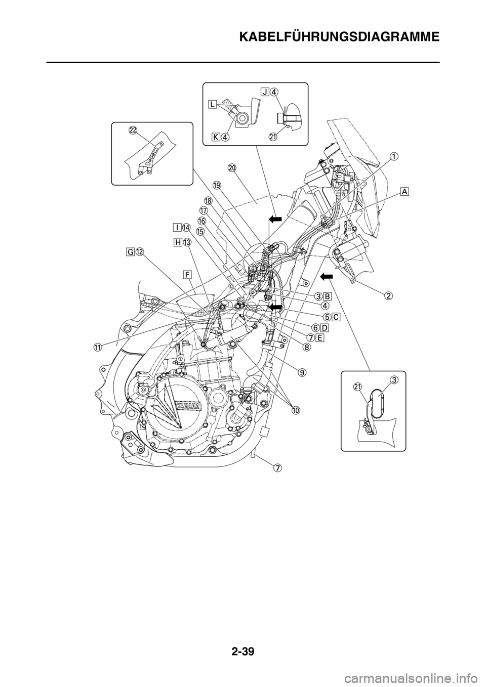 YAMAHA WR 250F 2016 Betriebsanleitungen (in German) KABELFÜHRUNGSDIAGRAMME
2-39 YAMAHA WR 250F 2016 Betriebsanleitungen (in German) KABELFÜHRUNGSDIAGRAMME
2-39