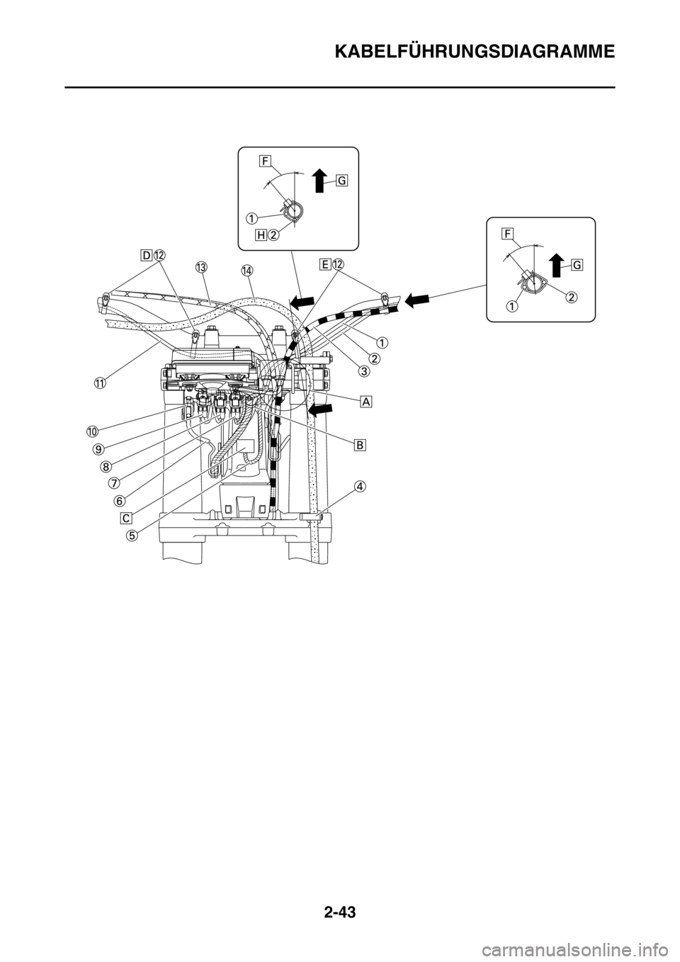 YAMAHA WR 250F 2016 Betriebsanleitungen (in German) KABELFÜHRUNGSDIAGRAMME
2-43 YAMAHA WR 250F 2016 Betriebsanleitungen (in German) KABELFÜHRUNGSDIAGRAMME
2-43