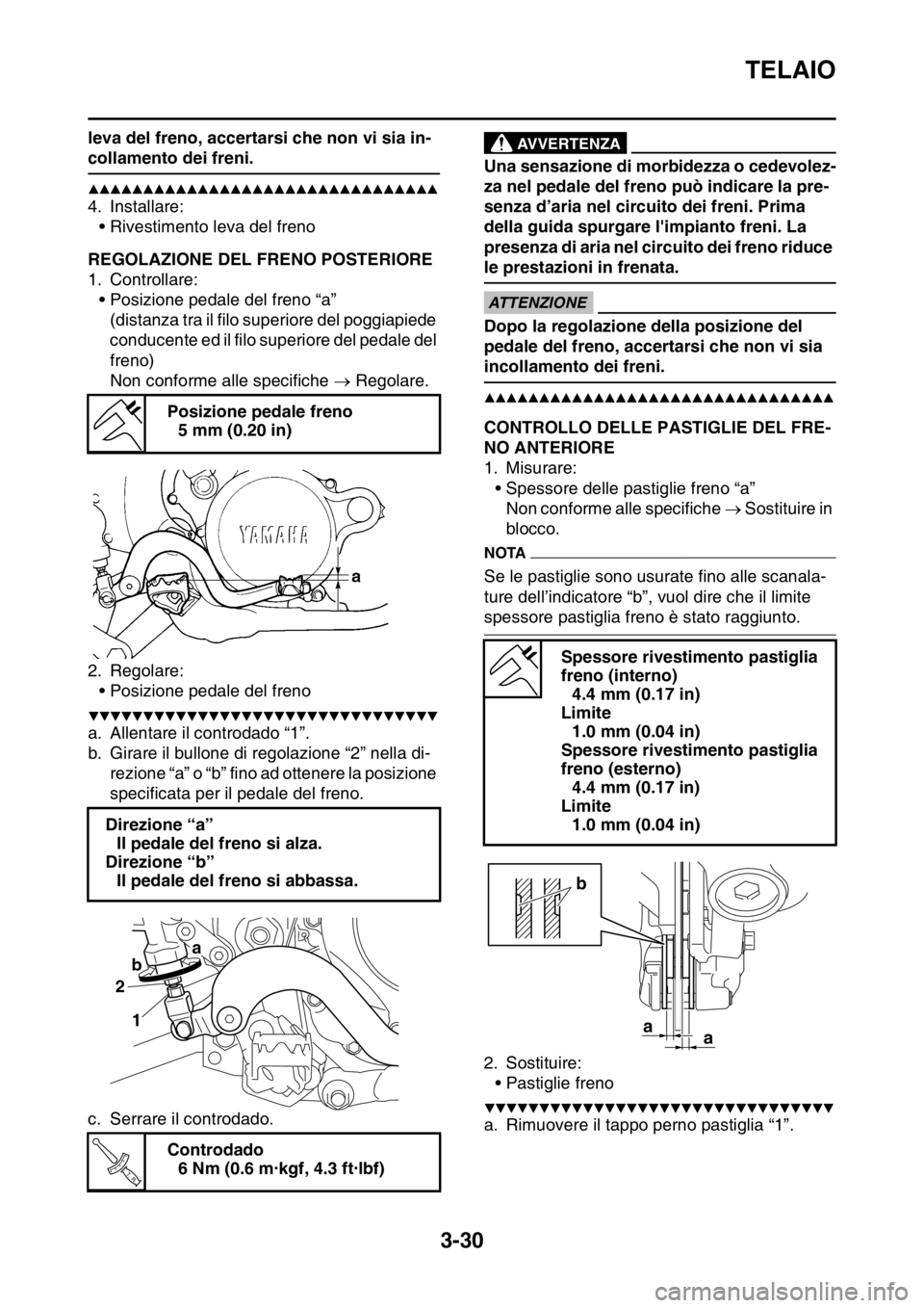 YAMAHA WR 250F 2016 Manuale duso (in Italian) TELAIO
3-30
leva del freno, accertarsi che non vi sia in-
collamento dei freni.
▲▲▲▲▲▲▲▲▲▲▲▲▲▲▲▲▲▲▲▲▲▲▲▲▲▲▲▲▲▲▲▲
4. Installare:
• Rive YAMAHA WR 250F 2016 Manuale duso (in Italian) TELAIO
3-30
leva del freno, accertarsi che non vi sia in-
collamento dei freni.
▲▲▲▲▲▲▲▲▲▲▲▲▲▲▲▲▲▲▲▲▲▲▲▲▲▲▲▲▲▲▲▲
4. Installare:
• Rive