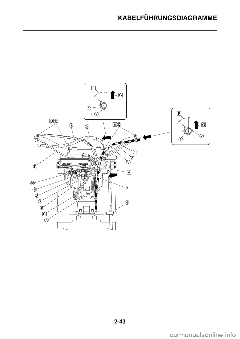 YAMAHA WR 250F 2015  Betriebsanleitungen (in German) KABELFÜHRUNGSDIAGRAMME
2-43 