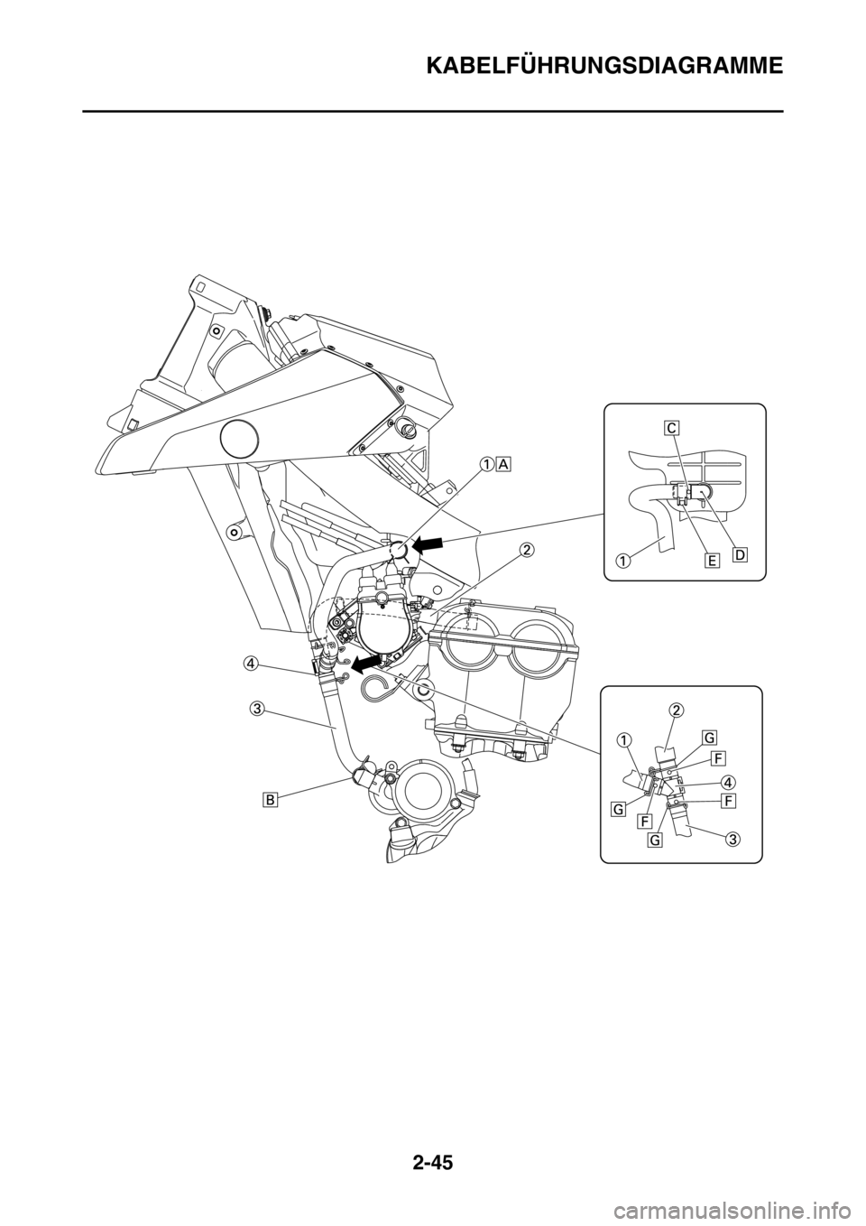 YAMAHA WR 250F 2015  Betriebsanleitungen (in German) KABELFÜHRUNGSDIAGRAMME
2-45 