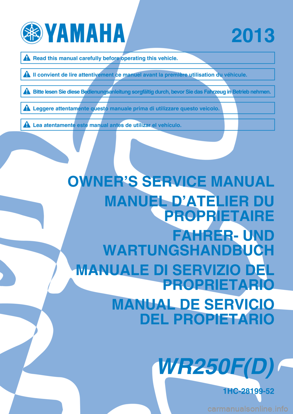 YAMAHA WR 250F 2013  Owners Manual 