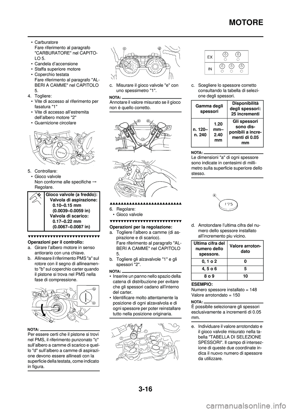 YAMAHA WR 250F 2008 Manuale duso (in Italian) 3-16
MOTORE
• CarburatoreFare riferimento al paragrafo
"CARBURATORE" nel CAPITO-
LO 5.
• Candela d’accensione
• Staffa superiore motore
• Coperchio testata Fare riferimento al paragrafo "A YAMAHA WR 250F 2008 Manuale duso (in Italian) 3-16
MOTORE
• CarburatoreFare riferimento al paragrafo
"CARBURATORE" nel CAPITO-
LO 5.
• Candela d’accensione
• Staffa superiore motore
• Coperchio testata Fare riferimento al paragrafo "A