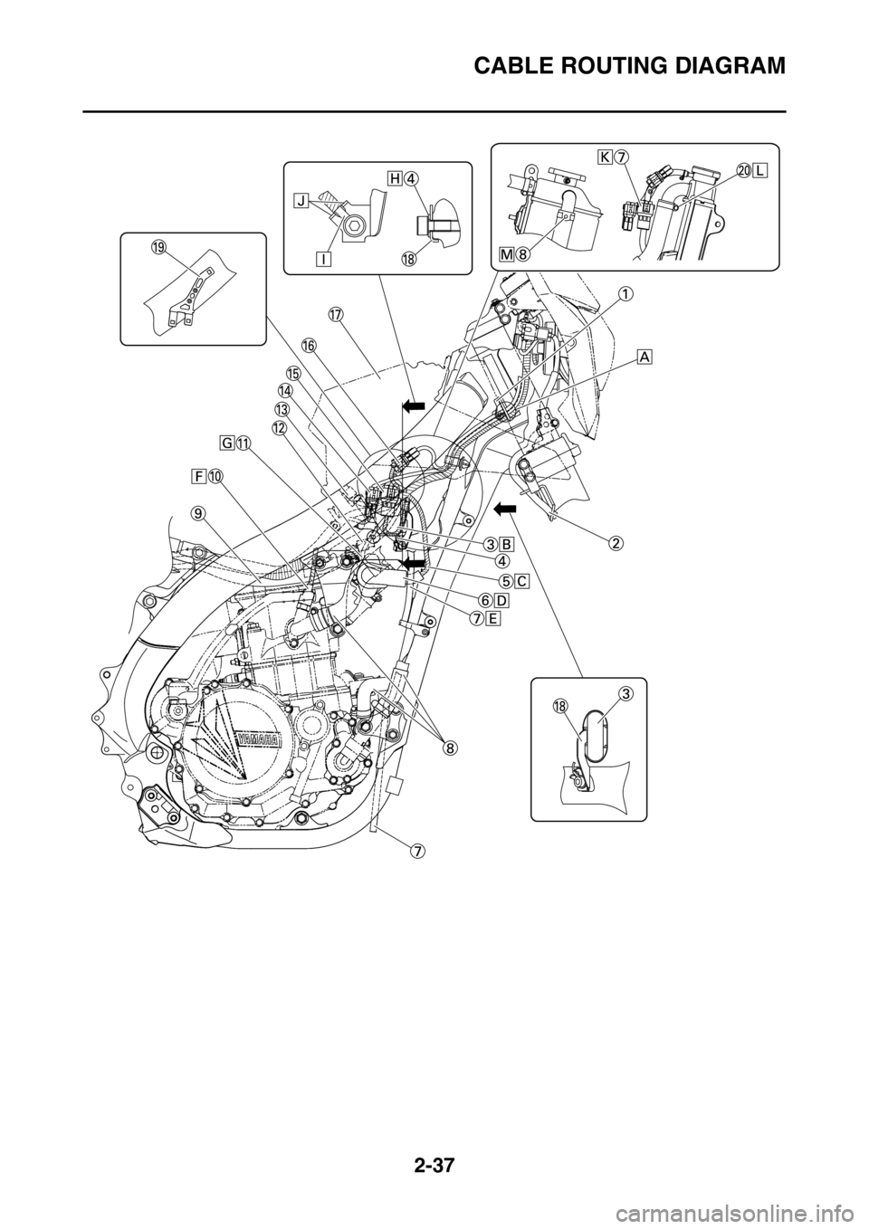 YAMAHA WR 450F 2016 Manual Online CABLE ROUTING DIAGRAM
2-37 YAMAHA WR 450F 2016 Manual Online CABLE ROUTING DIAGRAM
2-37