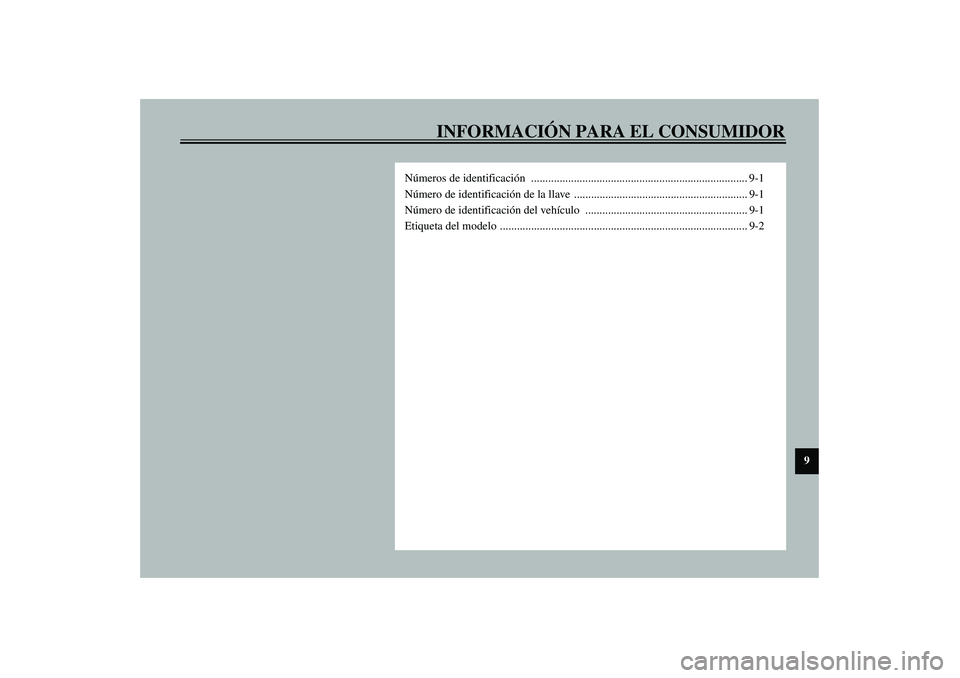 YAMAHA XJR 1300 2003 Manuale de Empleo (in Spanish) INFORMACIÓN PARA EL CONSUMIDOR
9
Números de identificación ............................................................................ 9-1
Número de identificación de la llave ................. YAMAHA XJR 1300 2003 Manuale de Empleo (in Spanish) INFORMACIÓN PARA EL CONSUMIDOR
9
Números de identificación ............................................................................ 9-1
Número de identificación de la llave .................