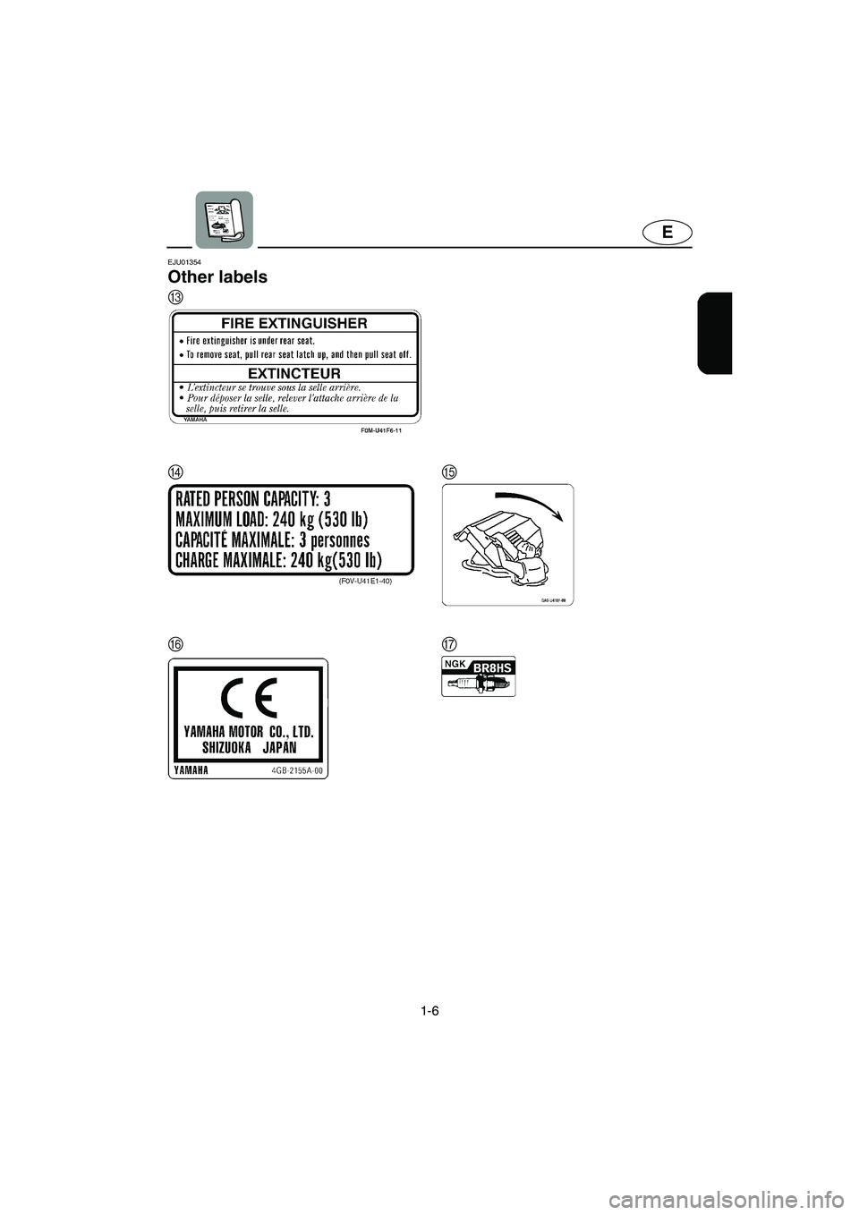 YAMAHA XL 700 2003 User Guide 1-6
E
EJU01354 
Other labels 
C
DE
FG
UF0M74.book  Page 6  Wednesday, July 31, 2002  2:45 PM 