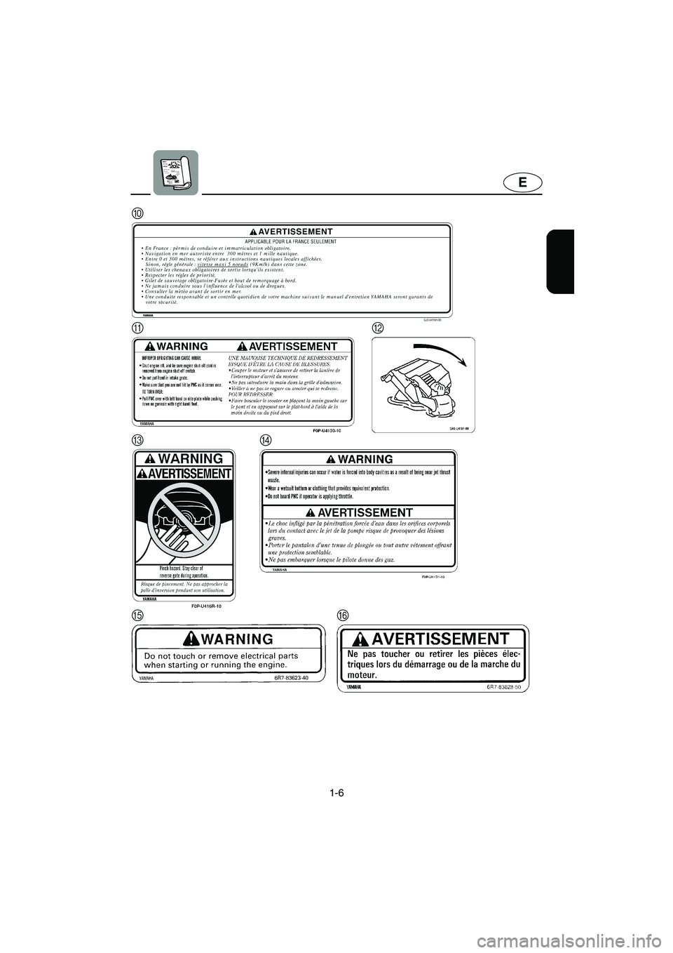 YAMAHA XL 800 2001 User Guide 1-6
E
0
CB
D
EF A
E_F0P71-1.fm Page 6 Tuesday, July 18, 2000 7:10 PM YAMAHA XL 800 2001 User Guide 1-6
E
0
CB
D
EF A
E_F0P71-1.fm Page 6 Tuesday, July 18, 2000 7:10 PM