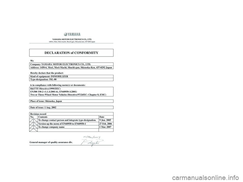 YAMAHA XMAX 125 2008  Owners Manual 1B9-F8199-E2.qxd  13/11/07 12:18  Página 2 