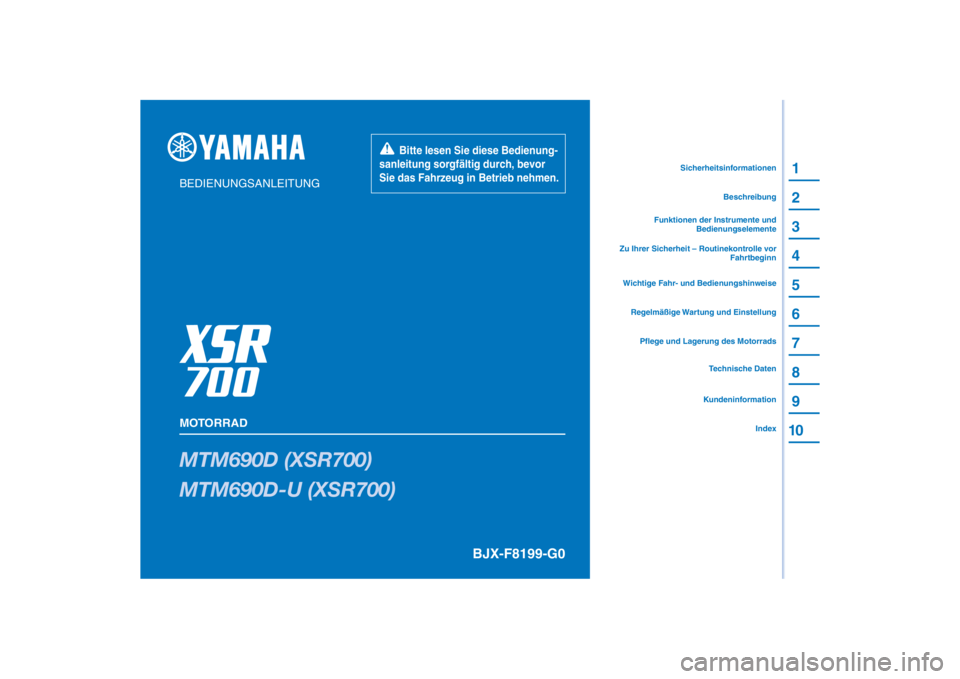 YAMAHA XSR 700 XTRIBUTE 2021  Betriebsanleitungen (in German) 