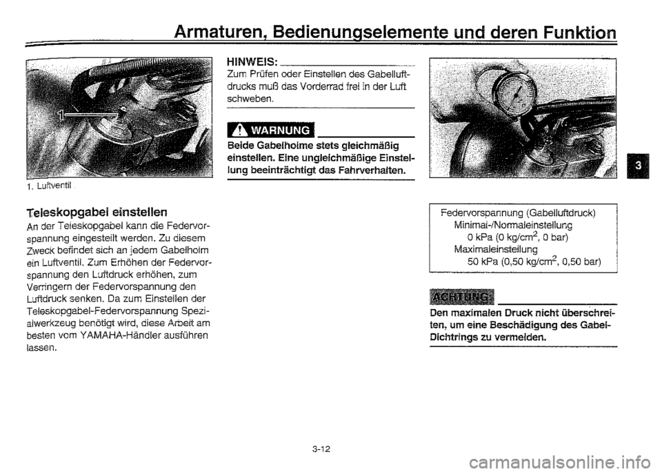 YAMAHA XVZ1300A 2000 Betriebsanleitungen (in German) YAMAHA XVZ1300A 2000 Betriebsanleitungen (in German)