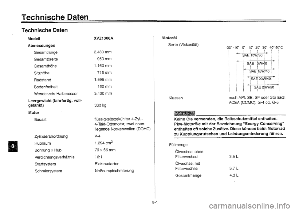 YAMAHA XVZ1300A 2000  Betriebsanleitungen (in German) 