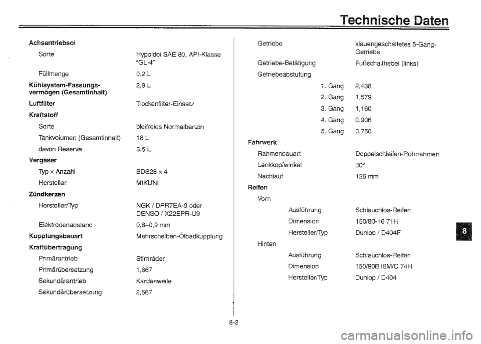 YAMAHA XVZ1300A 2000  Betriebsanleitungen (in German) 