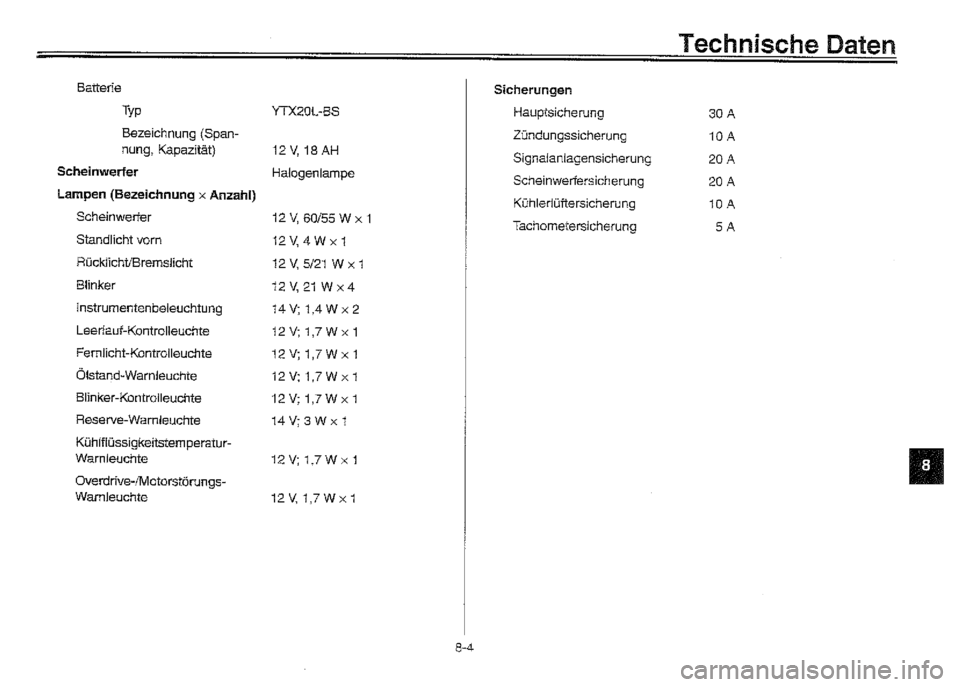 YAMAHA XVZ1300A 2000  Betriebsanleitungen (in German) 
