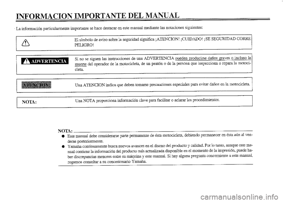 YAMAHA XVZ1300A 2000 Manuale de Empleo (in Spanish) YAMAHA XVZ1300A 2000 Manuale de Empleo (in Spanish)