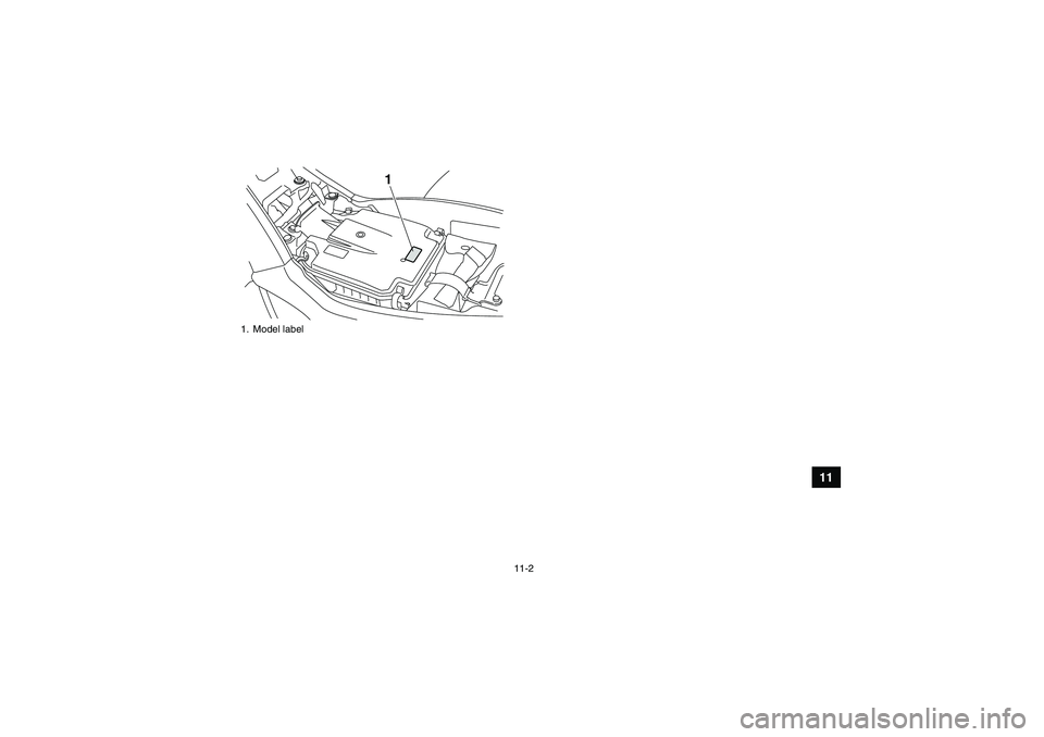YAMAHA YFM250R-W 2012 Owners Manual 11-2
11
1. Model label
1
U33B71E0.book Page 2 Wednesday, August 10, 2011 9:01 AM YAMAHA YFM250R-W 2012 Owners Manual 11-2
11
1. Model label
1
U33B71E0.book Page 2 Wednesday, August 10, 2011 9:01 AM