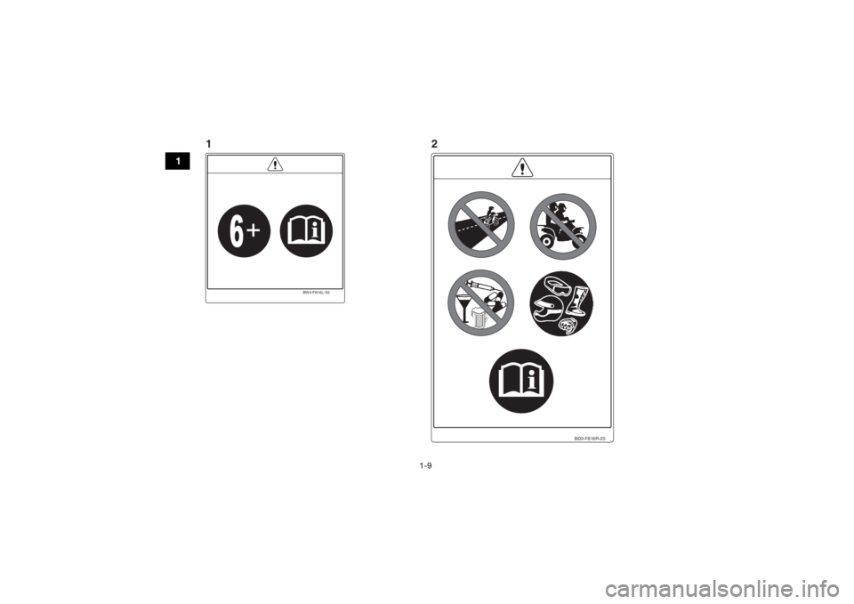 YAMAHA YFZ50 2018 User Guide 1-9
1
BD3-F816R-20
BW4-F816L-50
12
UBW461E0.book  Page 9  Tuesday, January 31, 2017  5:13 PM 