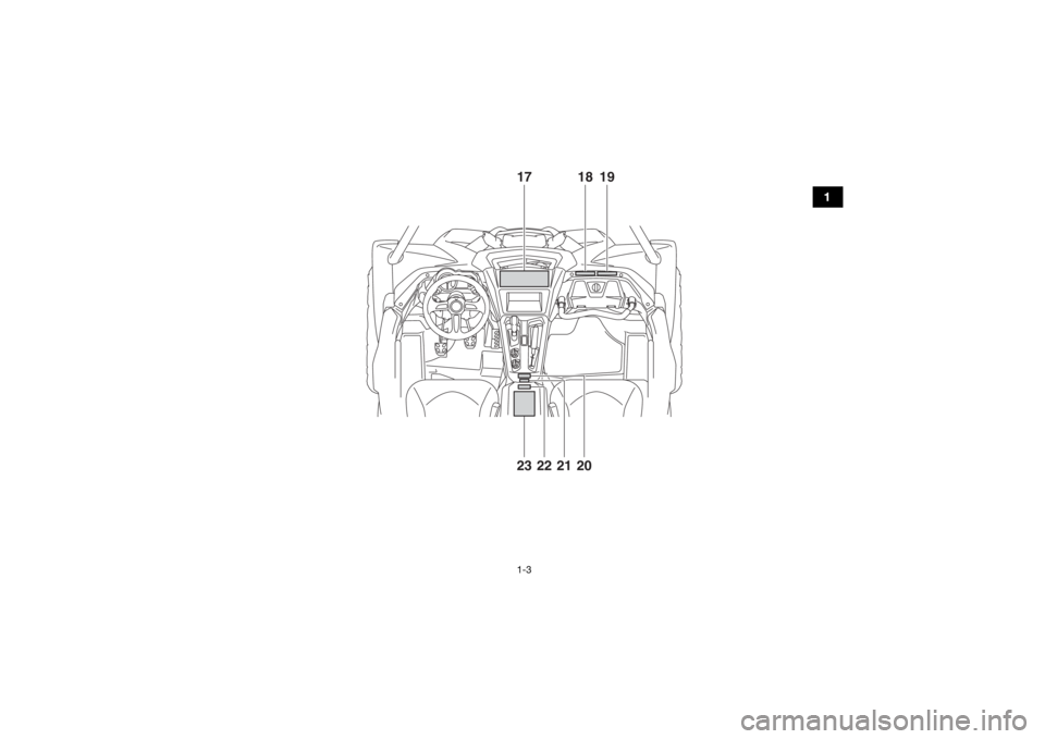 YAMAHA YXZ1000R SS 2017  Notices Demploi (in French) 1-3
1
18
19
1723
22
20
21
U2HC7MF0.book  Page 3  Tuesday, April 19, 2016  11:27 AM 