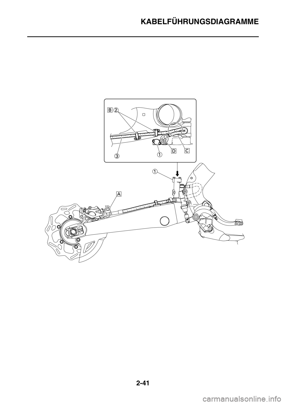 YAMAHA YZ250F 2016  Betriebsanleitungen (in German) KABELFÜHRUNGSDIAGRAMME
2-41 