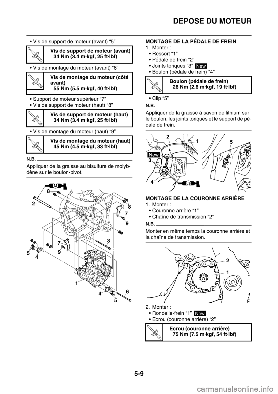 YAMAHA YZ250F 2015 Notices Demploi (in French) DEPOSE DU MOTEUR
5-9
• Vis de support de moteur (avant) “5”
• Vis de montage du moteur (avant) “6”
• Support de moteur supérieur “7”
• Vis de support de moteur (haut) “8”
• YAMAHA YZ250F 2015 Notices Demploi (in French) DEPOSE DU MOTEUR
5-9
• Vis de support de moteur (avant) “5”
• Vis de montage du moteur (avant) “6”
• Support de moteur supérieur “7”
• Vis de support de moteur (haut) “8”
•