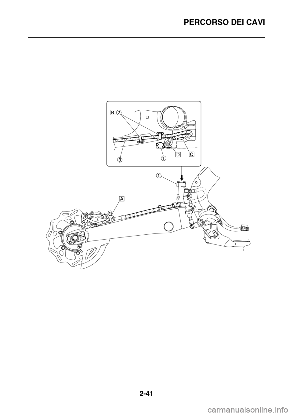 YAMAHA YZ250F 2015  Manuale duso (in Italian) PERCORSO DEI CAVI
2-41 