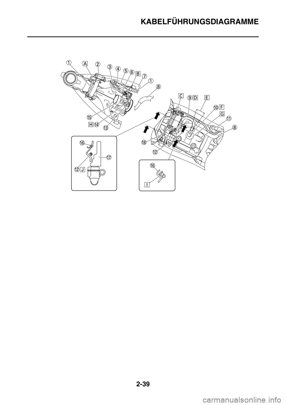 YAMAHA YZ250F 2014  Betriebsanleitungen (in German) KABELFÜHRUNGSDIAGRAMME
2-39 