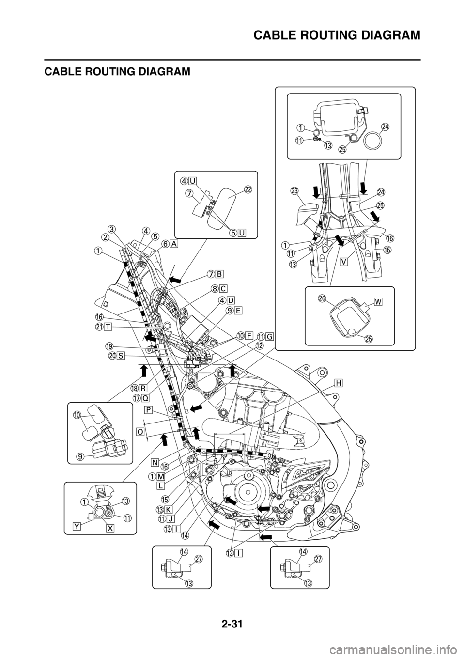 YAMAHA YZ450F 2016 Manual PDF CABLE ROUTING DIAGRAM
2-31
EASB111063
CABLE ROUTING DIAGRAM YAMAHA YZ450F 2016 Manual PDF CABLE ROUTING DIAGRAM
2-31
EASB111063
CABLE ROUTING DIAGRAM