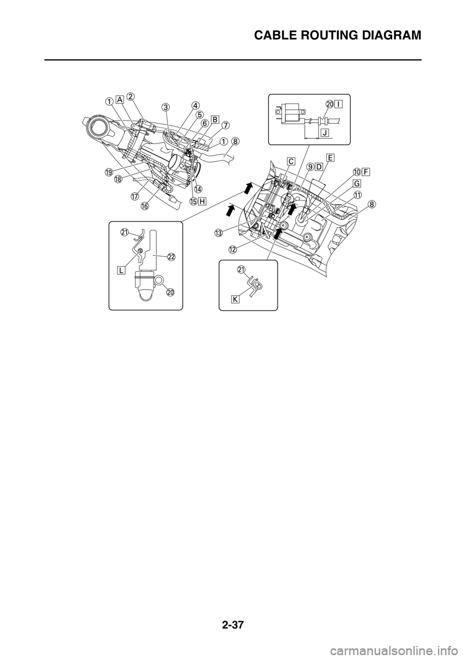 YAMAHA YZ450F 2016 Manual PDF CABLE ROUTING DIAGRAM
2-37 YAMAHA YZ450F 2016 Manual PDF CABLE ROUTING DIAGRAM
2-37