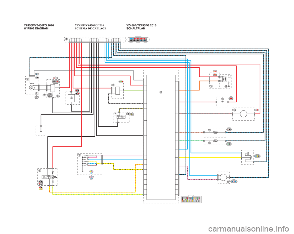 YAMAHA YZ450F 2016 Betriebsanleitungen (in German) ONOFF
ONOFF
YZ450F/YZ450FG 2016
WIRING DIAGRAMYZ450F/YZ450FG 2016
SCHÉMA DE CÂBLAGE
YZ450F/YZ450FG 2016
SCHALTPLAN
B11-28199-80_W.D.indd 22015/03/26 11:01:39 YAMAHA YZ450F 2016 Betriebsanleitungen (in German) ONOFF
ONOFF
YZ450F/YZ450FG 2016
WIRING DIAGRAMYZ450F/YZ450FG 2016
SCHÉMA DE CÂBLAGE
YZ450F/YZ450FG 2016
SCHALTPLAN
B11-28199-80_W.D.indd 22015/03/26 11:01:39