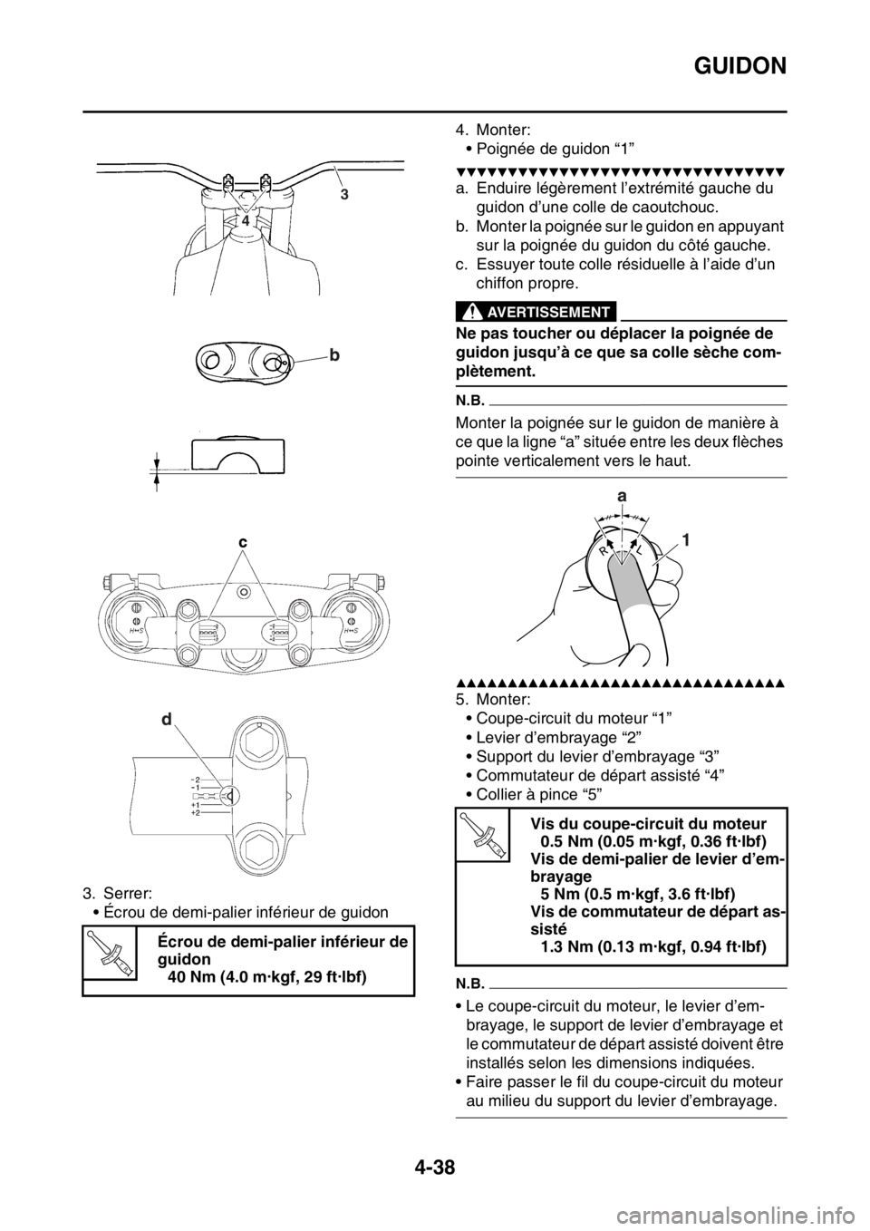 YAMAHA YZ450F 2016 Notices Demploi (in French) GUIDON
4-38
3. Serrer:
• Écrou de demi-palier inférieur de guidon4. Monter:
• Poignée de guidon “1”
▼▼▼▼▼▼▼▼▼▼▼▼▼▼▼▼▼▼▼▼▼▼▼▼▼▼▼▼▼ YAMAHA YZ450F 2016 Notices Demploi (in French) GUIDON
4-38
3. Serrer:
• Écrou de demi-palier inférieur de guidon4. Monter:
• Poignée de guidon “1”
▼▼▼▼▼▼▼▼▼▼▼▼▼▼▼▼▼▼▼▼▼▼▼▼▼▼▼▼▼