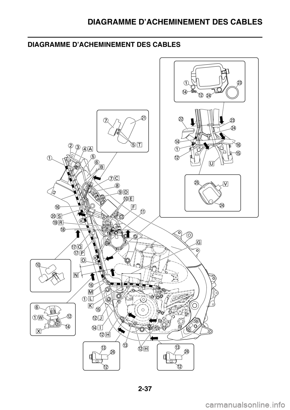 YAMAHA YZ450F 2015 Notices Demploi (in French) DIAGRAMME D’ACHEMINEMENT DES CABLES
2-37
FAS1SL5065
DIAGRAMME D’ACHEMINEMENT DES CABLES YAMAHA YZ450F 2015 Notices Demploi (in French) DIAGRAMME D’ACHEMINEMENT DES CABLES
2-37
FAS1SL5065
DIAGRAMME D’ACHEMINEMENT DES CABLES