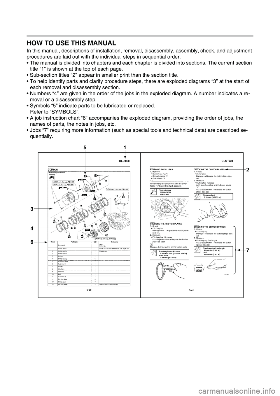 YAMAHA YZ450F 2014  Owners Manual EAS1SL1006
HOW TO USE THIS MANUAL
In this manual, descriptions of installation, removal, disassembly, assembly, check, and adjustment 
procedures are laid out with the individual steps in sequential o