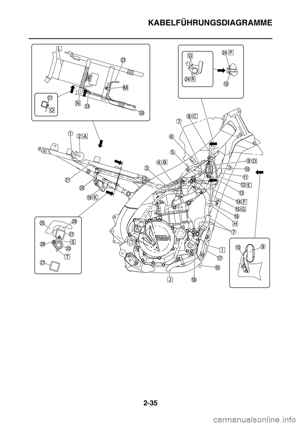 YAMAHA YZ450F 2014  Betriebsanleitungen (in German) KABELFÜHRUNGSDIAGRAMME
2-35 