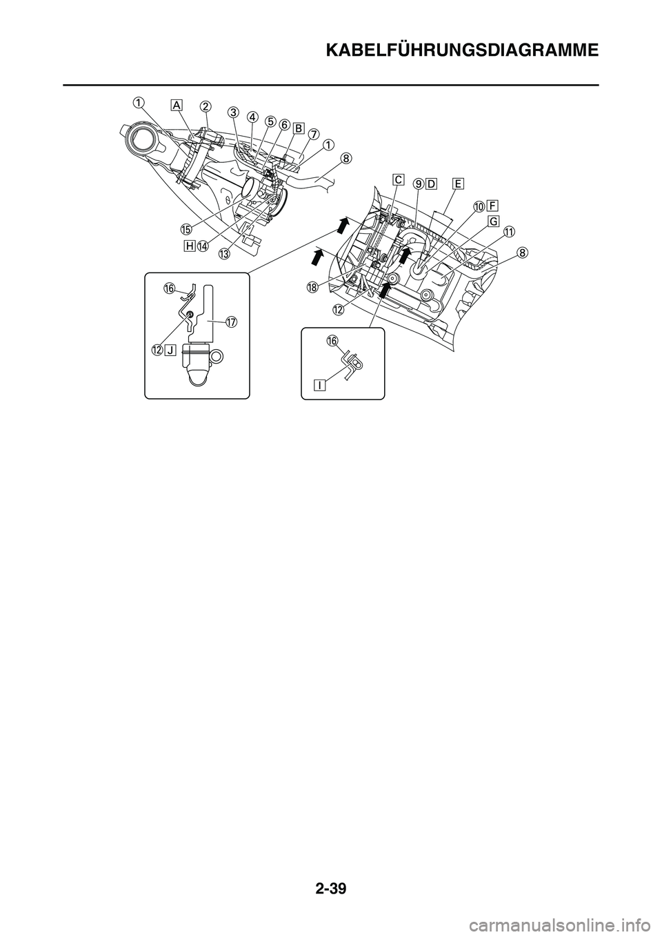 YAMAHA YZ450F 2014  Betriebsanleitungen (in German) KABELFÜHRUNGSDIAGRAMME
2-39 